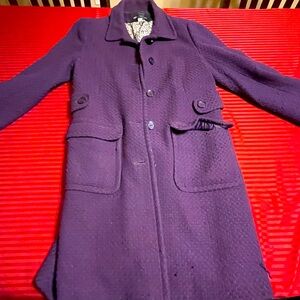 Pre-Owned Purple Moda International Wool Basketweave Peacoat